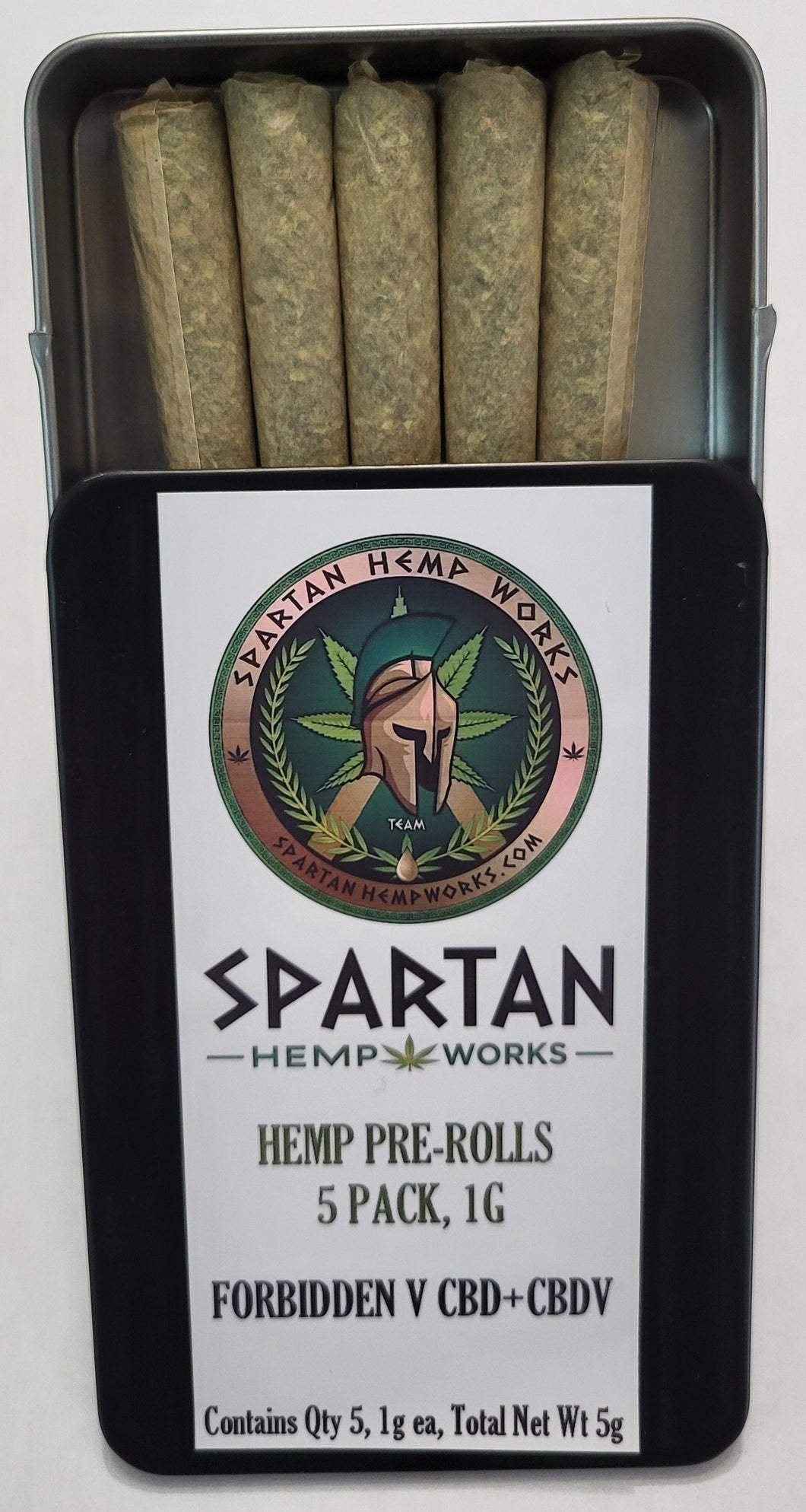 Forbidden V CBD & CBDV Hemp Flower Pre-Rolls, 5 Pack.  Filled with our slow dried, slow cured, well-trimmed Hemp Flower, this organically grown strain is relaxing and non-psychoactive federally compliant hemp flower.  A great tasting strain that is comforting and relaxing.
